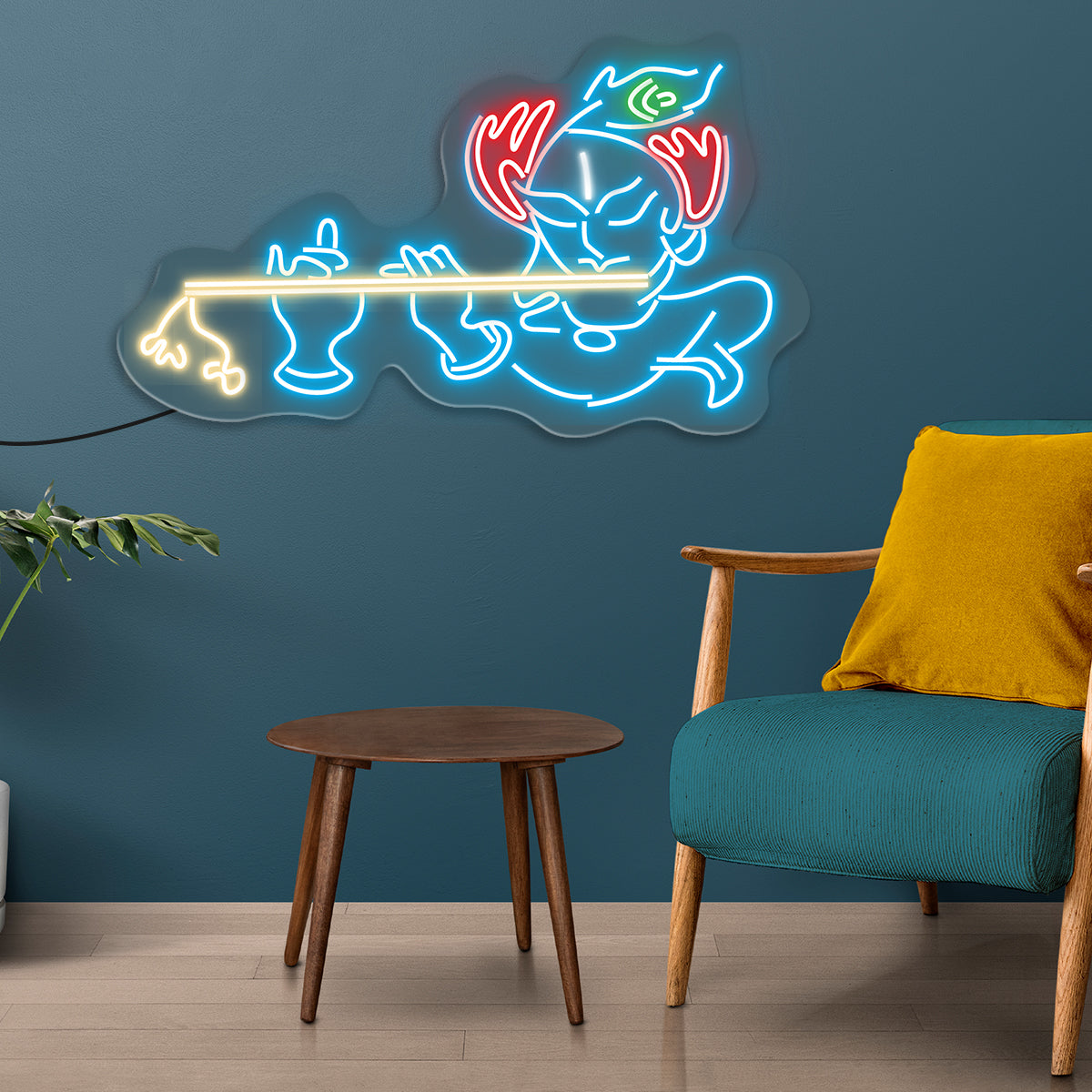krishna playing flute neon sign board LED custom neon light for temple wall decor