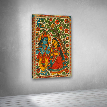 krishna radha canvas painting frame ethnic religious wall art for living room