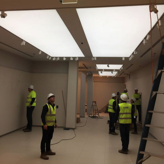 Large LED backlit panel false ceiling with uniform diffused lighting