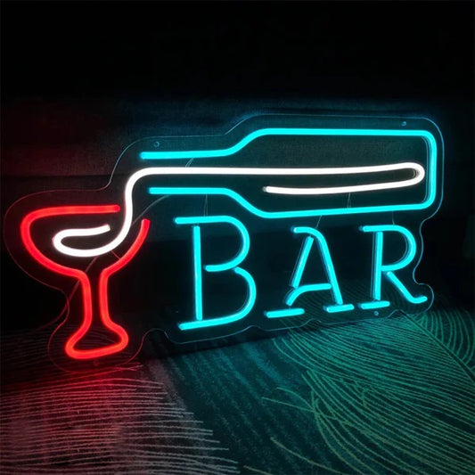 LED Bar neon sign board customised bottle cocktail neon light signs pub bar wall decor custom neon sign