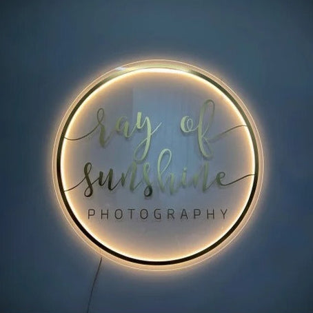 LED circular acrylic logo sign backlit round wall signage for photography studio branding