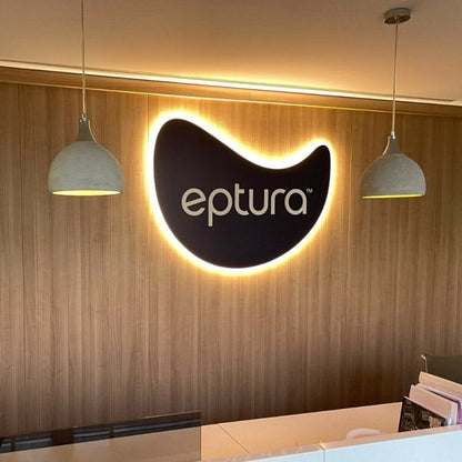 LED custom shape acrylic logo sign backlit halo wall signage for office reception branding