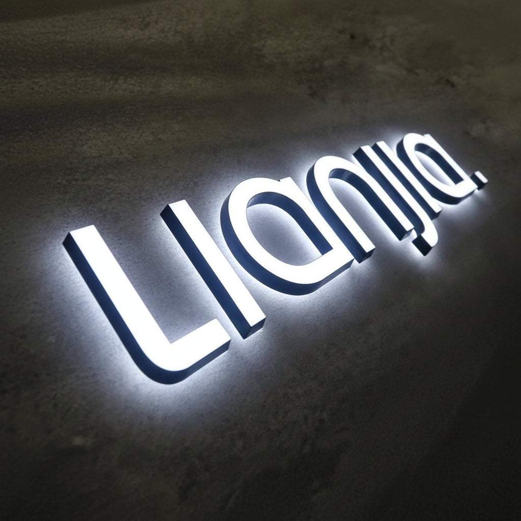LED halo lit channel letter sign 3D backlit signage for office wall branding decor