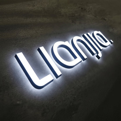 LED halo lit channel letter sign 3D backlit signage for office wall branding decor