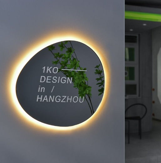 LED irregular acrylic logo sign backlit halo wall signage for office and studio branding