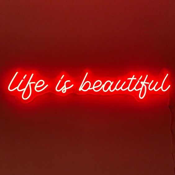 Life is beautiful neon sign board customised red neon light for bedroom wall decor