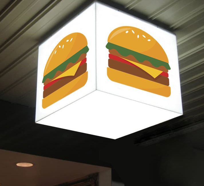 Custom Coffee Shop Cube Light Box Sign | LED Cafe Wall Mounted Signage | Illuminated Storefront Branding for Bakery Coffee House