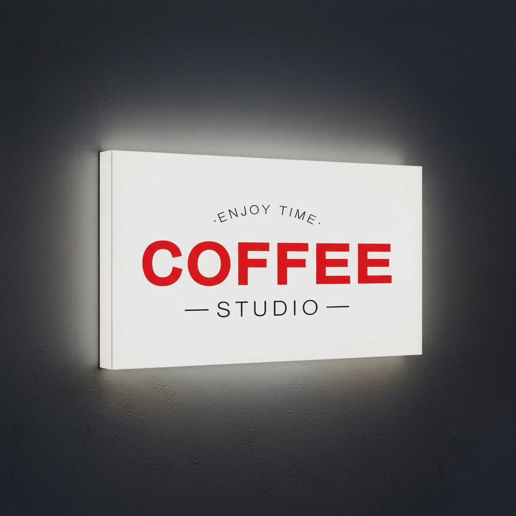 Custom Vertical LED Cafe Light Box Sign | Illuminated Coffee Shop Wall Signage | Backlit Business Display Board for Storefront Branding