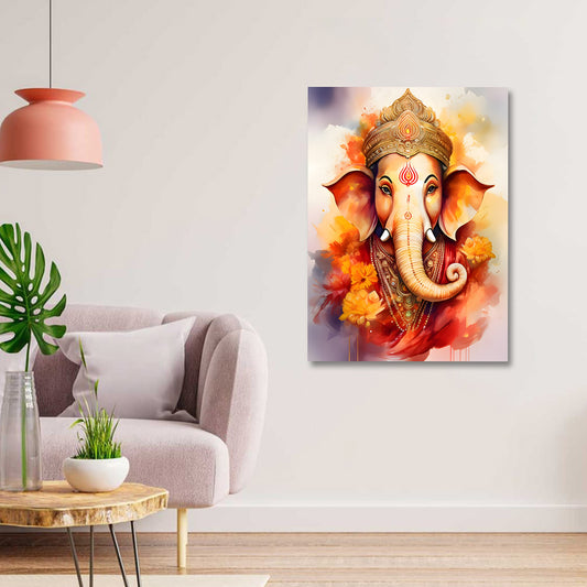 Lord Ganesha canvas painting frame spiritual wall decor for living room