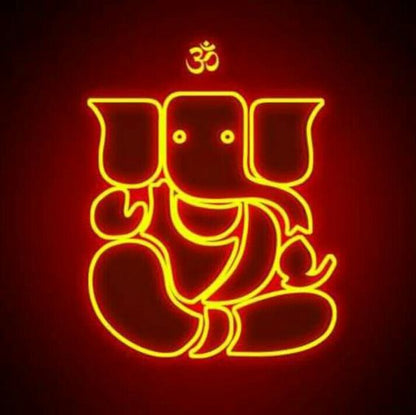 Lord Ganesha neon sign board customised red and yellow neon light for home temple decor