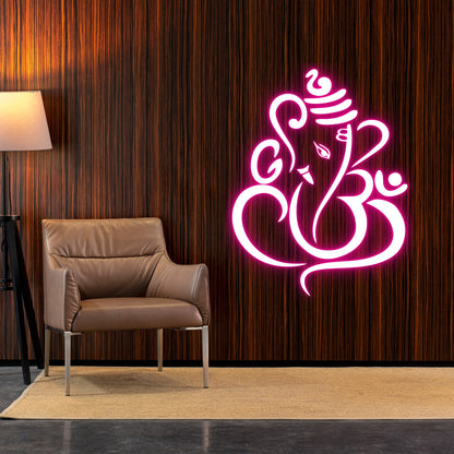 lord ganesha neon sign board pink neon light spiritual wall decor