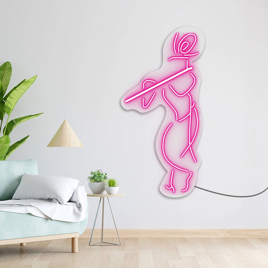 lord krishna flute neon sign board pink LED custom neon light hindu wall decor