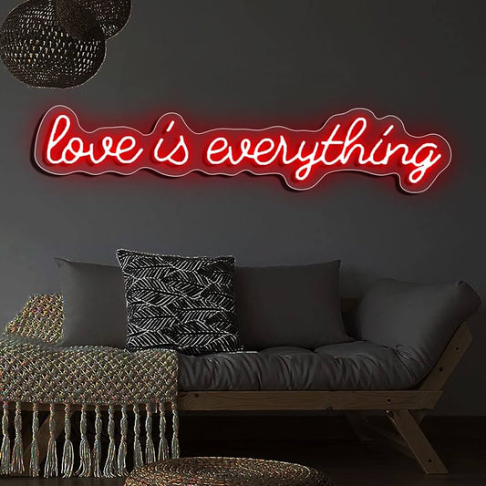 Love is everything neon sign board red neon light romantic wall decor