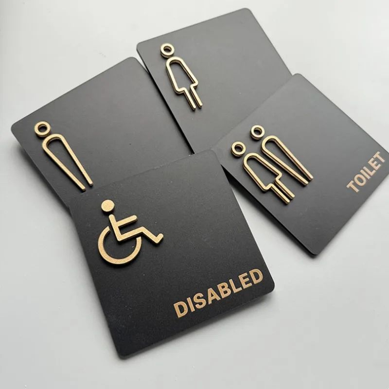 Luxury restroom sign set with accessible plaque
