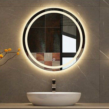 luxury capsule shaped LED vanity wall mirror with ambient lighting for contemporary bathroom décor