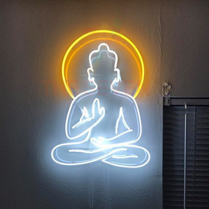 Meditating Buddha neon sign board LED neon light spiritual wall decor