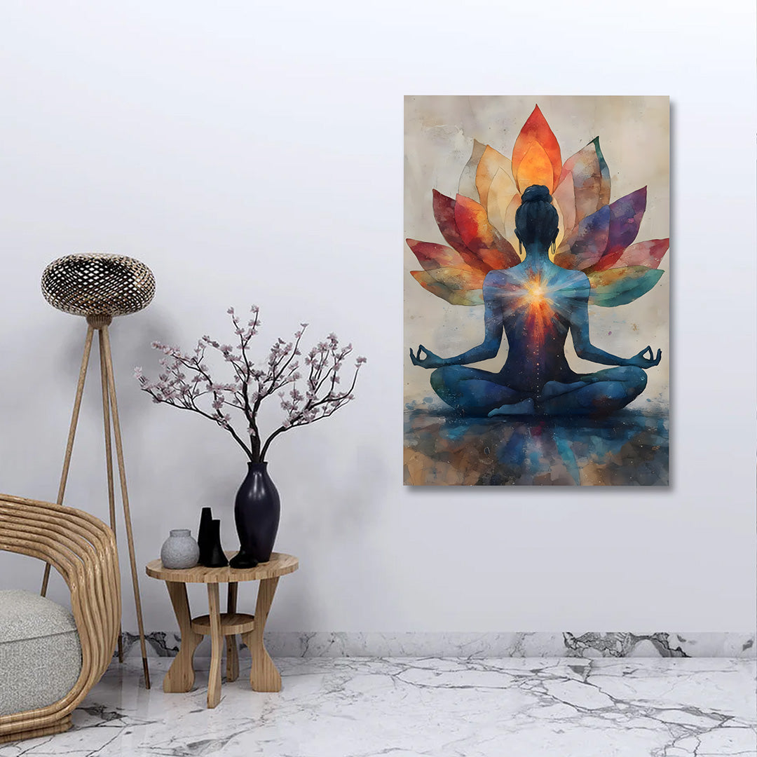 Meditation lotus chakra canvas painting frame spiritual yoga wall decor for living room