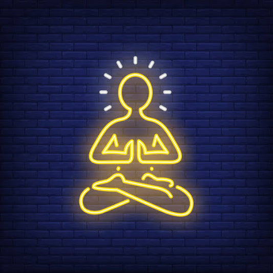 Meditation yoga neon sign board yellow neon light spiritual wall decor