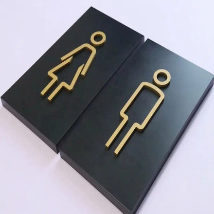 Premium black gold men women restroom door signs
