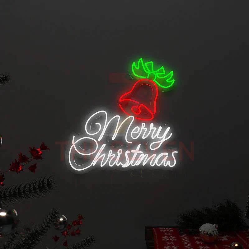 Merry Christmas Bell Neon Sign Board LED Festive Neon Light Wall Decor