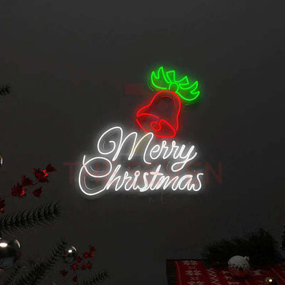 Merry Christmas Bell Neon Sign Board LED Festive Neon Light Wall Decor