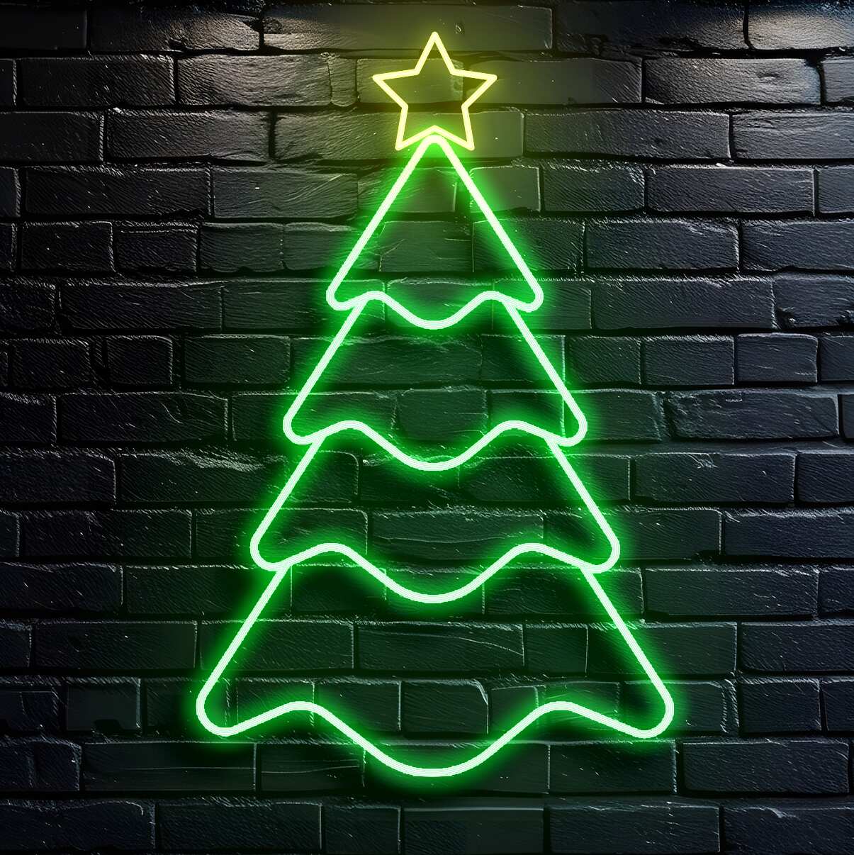 Minimal Christmas Tree Neon Sign Board Green LED Neon Light Wall Decor