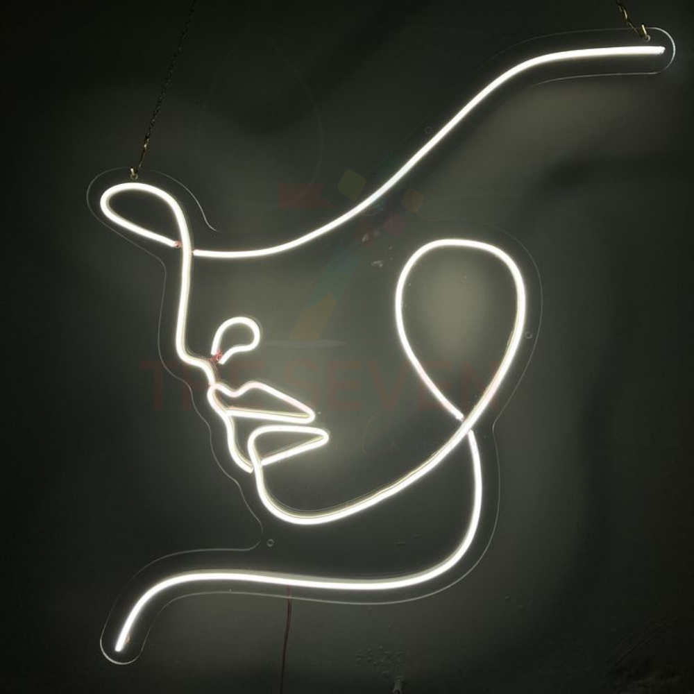 Minimalist face neon sign board customised white neon light for bedroom wall decor