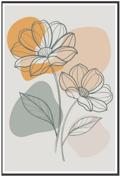 minimalist floral line art canvas painting frame modern wall decor for living room abstract flower art