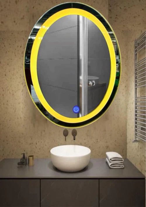 Modern Oval LED Bathroom Mirror with Front & Backlight | Premium Capsule Vanity Wall Mirror for Home & Hotel