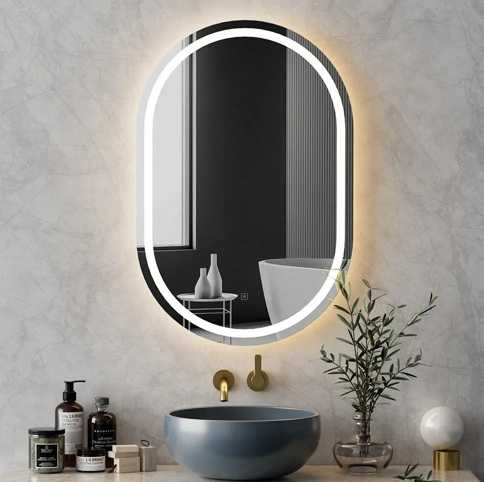 Modern Round LED Bathroom Mirror with Warm Backlight | Luxury Circular Vanity Wall Mirror for Home & Hotel