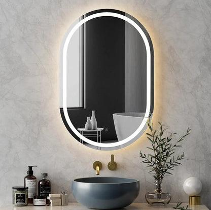 Modern Round LED Bathroom Mirror with Warm Backlight | Luxury Circular Vanity Wall Mirror for Home & Hotel