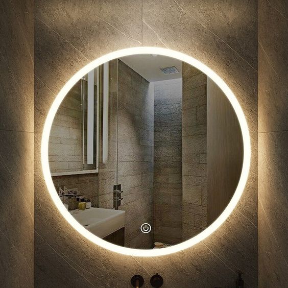 Modern Round LED Wall Mirror with Warm Backlight | Luxury Decorative Circular Mirror for Bedroom & Living Room