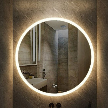 Modern Round LED Wall Mirror with Warm Backlight | Luxury Decorative Circular Mirror for Bedroom & Living Room