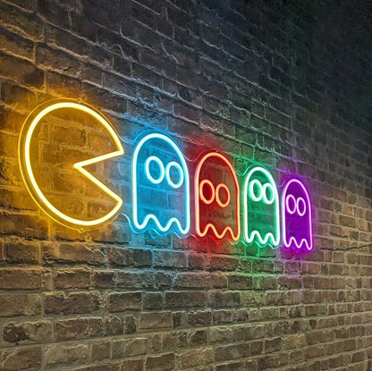 Pacmen Neon Sign | Custom Neon Sign | Neon for Living Room Decor (36 By 15 Inches)
