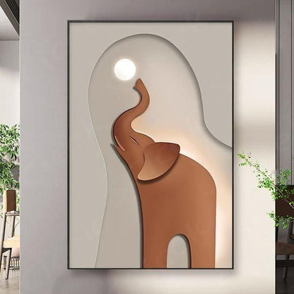 modern 3D elephant wall art panel abstract animal decor with light effect
