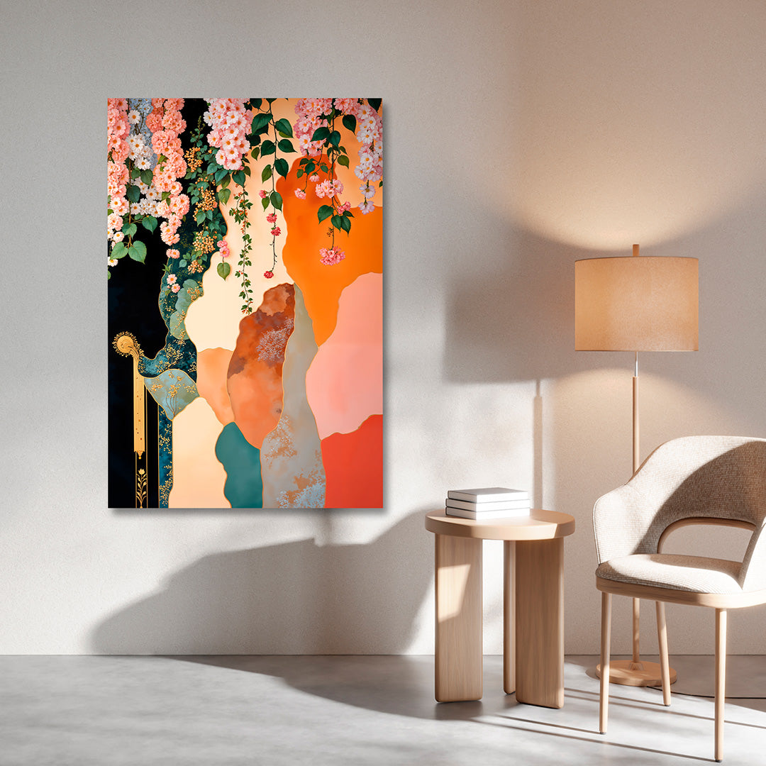 modern abstract floral canvas wall painting luxury botanical art gold accent wall decor