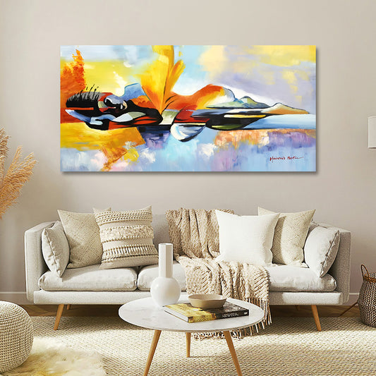 modern abstract landscape canvas painting frame colorful panoramic painting on canvas wall decor for living room