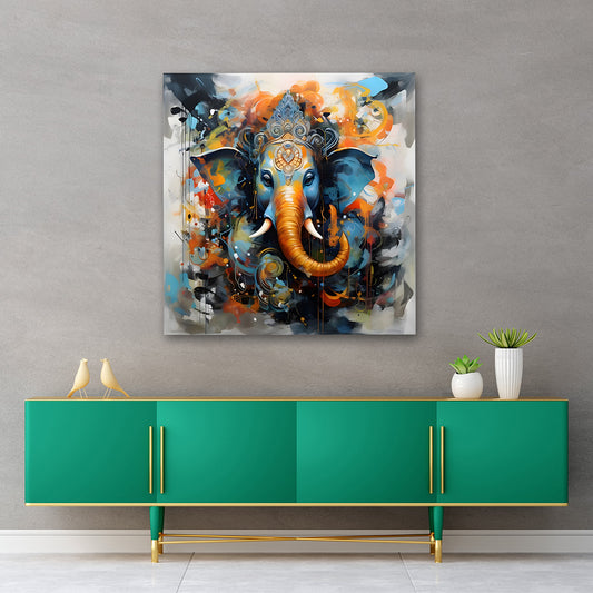 Modern abstract Lord Ganesha wall painting colorful spiritual canvas art for home decor