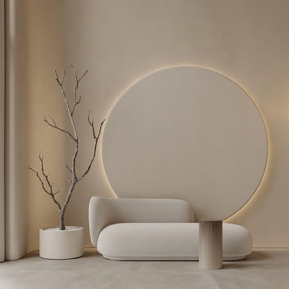 modern LED circular wall panel light with soft backlit glow decor
