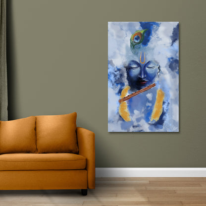 modern lord krishna abstract canvas painting frame wall decor for living room