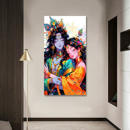 modern radha krishna colorful canvas painting frame contemporary wall decor for living room