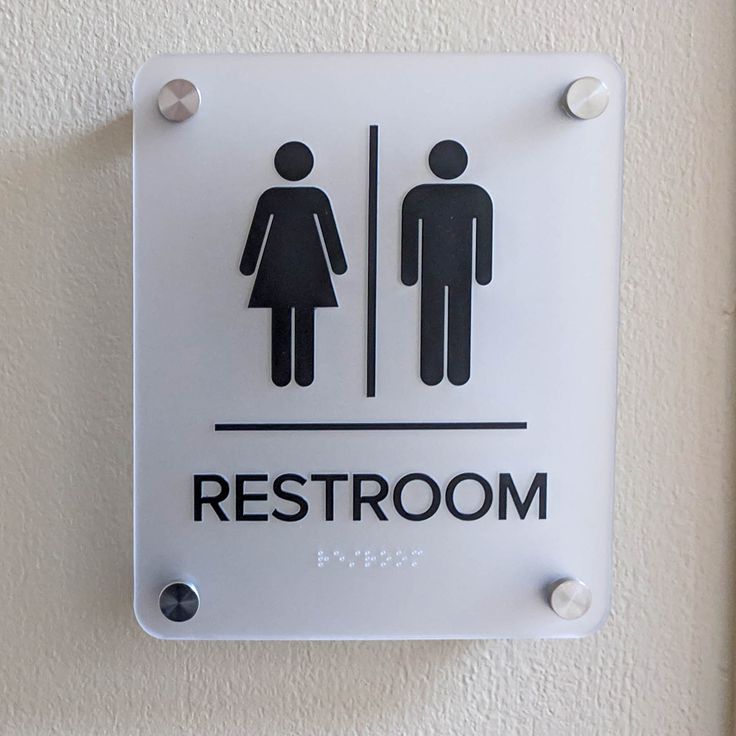Modern acrylic restroom wall sign with Braille
