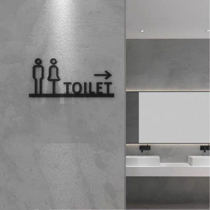 Modern toilet direction wall sign with arrow
