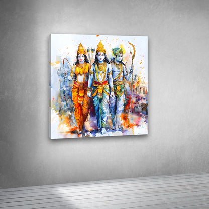 modern Ram Lakshman Sita canvas wall painting large size spiritual wall decor