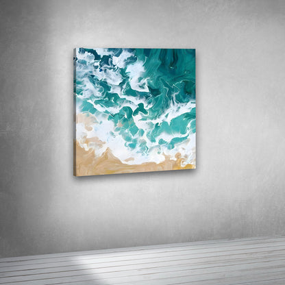 modern beach inspired abstract canvas with sea waves and sand tones