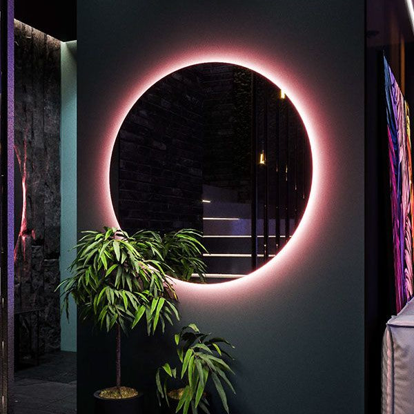 Modern LED Backlit Bathroom Mirror | Irregular Wall Vanity Mirror with Ambient Lighting | Designer Wash Basin Mirror for Home & Hotel