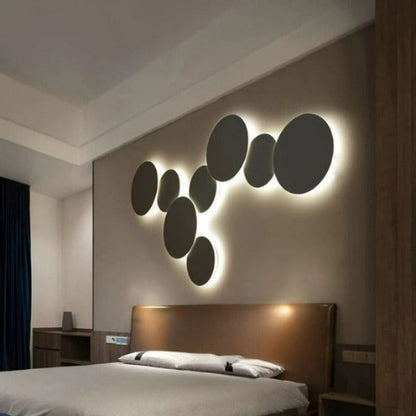 Modern LED Circular Wall Light | Halo Backlit Ring Light for Bedroom Headboard | Ambient Designer Wall Lighting for Home Interiors