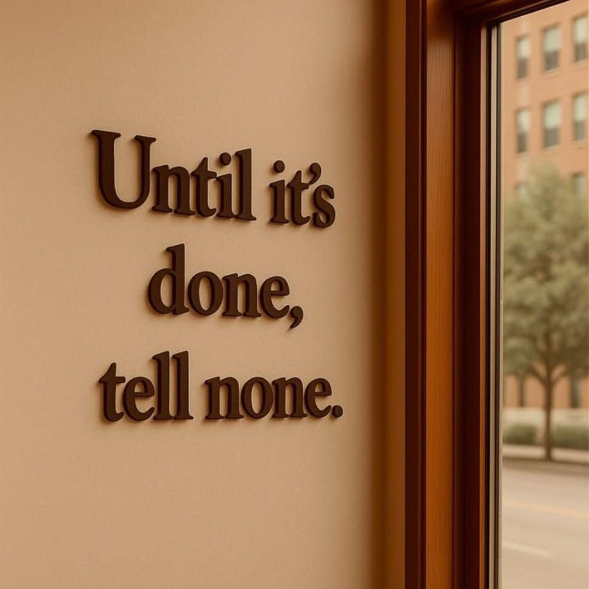 Motivational acrylic wall quote until its done tell none 3D typography wall decor office interior
