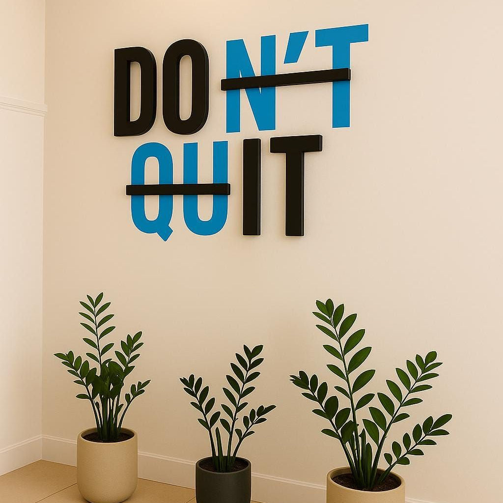 Motivational acrylic wall sign dont quit typography 3D wall decor office interior modern design
