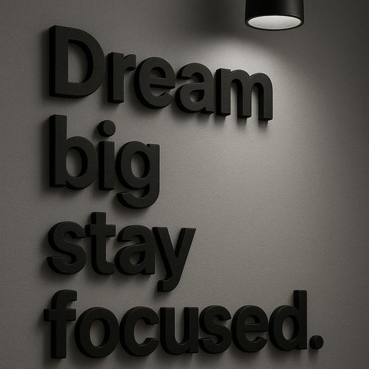 Motivational acrylic wall sign dream big stay focused 3D typography wall decor office interior
